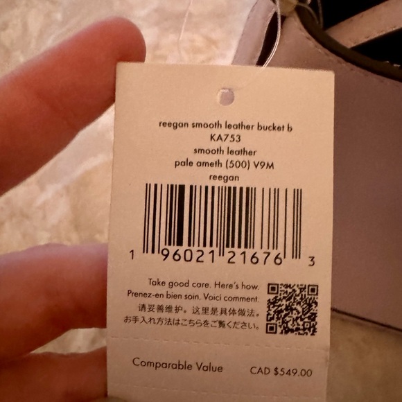 NWT Kate Spade Reegan Pale Amethyst Smooth Leather Bucket Bag. - Picture 4 of 4